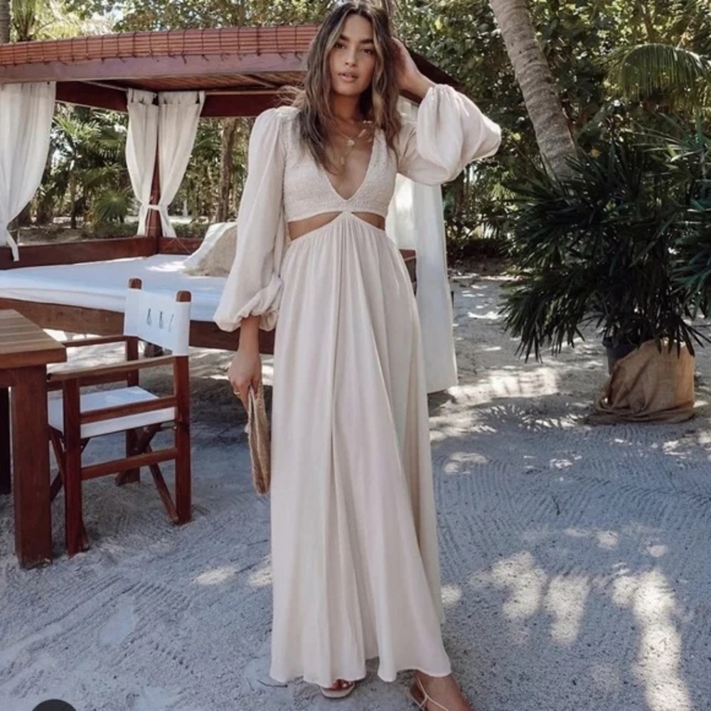 Indah Cream Maxi Dress